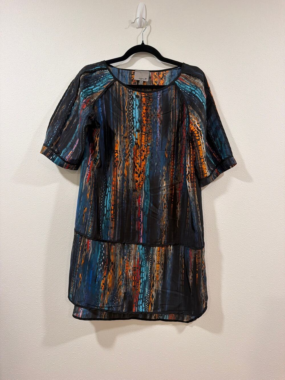 Aryn K. abstract multi-color print tunic dress